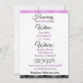 Paarse en zwarte Plaid Baby shower Invitation Kaart (Achterkant)