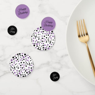 Paarse en zwarte Polka Dot Verjaardag Confetti
