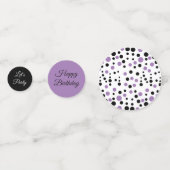 Paarse en zwarte Polka Dot Verjaardag Confetti (Achterkanten)