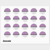 Paarse en zwarte Polka Dots Adresetiketten Ronde Sticker (Vel)