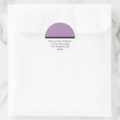Paarse en zwarte Polka Dots Adresetiketten Ronde Sticker (Tas)