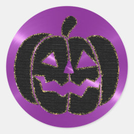 Paarse en zwarte pompoen Halloween Stickers