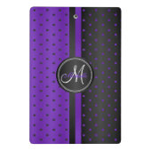 Paarse en zwarte pooldots - Monogram Mini Klembord (Achterkant)