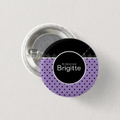 Paarse en zwarte puntknop ronde button 3,2 cm (Voorkant /achterkant)