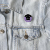 Paarse en zwarte puntknop ronde button 3,2 cm (In situ)