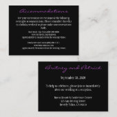 Paarse en zwarte receptie accommodatie Kaarten (Voorkant / Achterkant)