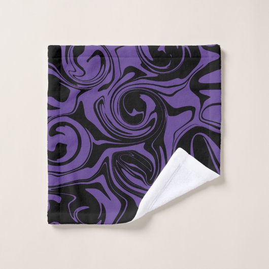 Paarse en Zwarte retro marmeren werveling Bad Handdoek (Wasdoekje)