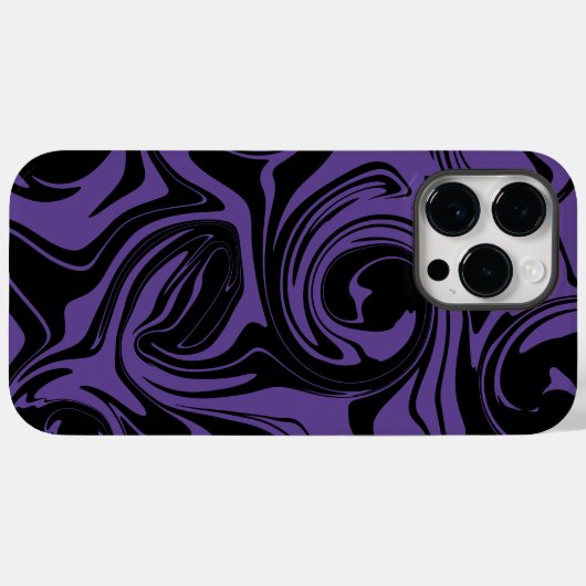 Paarse en Zwarte retro marmeren werveling Case-Mate iPhone Case (Achterkant (horizontaal))