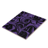 Paarse en Zwarte retro marmeren werveling Tegeltje (Zijkant)