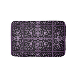 Paarse en zwarte rollen badmat