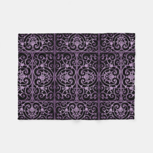 Paarse en zwarte rollen fleece deken (Voorkant (Horizontaal))