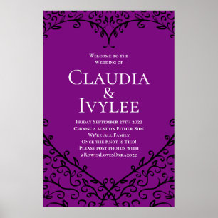 Paarse en zwarte Roos Gothic Wedding Ceremonony Si Poster