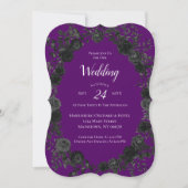 Paarse en zwarte Roos Gothic Wedding Kaart (Voorkant)