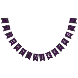 Paarse en Zwarte Roos Gotische Bruiloft Bunting Vlaggetjes