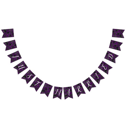 Paarse en Zwarte Roos Gotische Bruiloft Bunting Vlaggetjes (Alle)