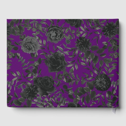 Paarse en Zwarte Roos Gotische Bruiloft Gastenboek (Achterkant)