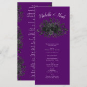 Paarse en Zwarte Roos Gotische Bruiloft Programma' Menu (Voorkant / Achterkant)