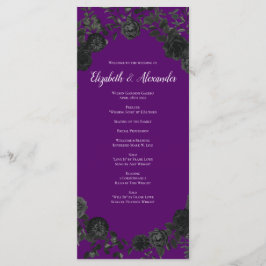 Paarse en Zwarte Roos Gotische Bruiloft Programma' Menu