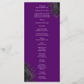 Paarse en Zwarte Roos Gotische Bruiloft Programma' Menu (Achterkant)