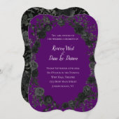Paarse en zwarte Roos Gotische bruiloft uitnodigin Kaart (Voorkant / Achterkant)