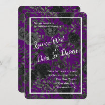 Paarse en zwarte Roos Gotische bruiloft uitnodigin