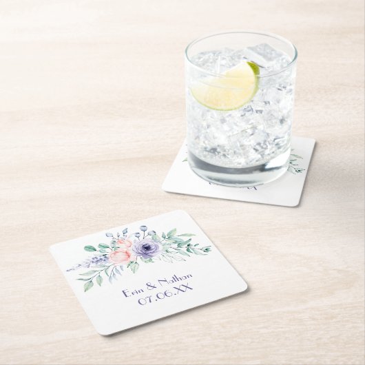 Paarse en zwarte roze Waterverf Kartonnen Onderzetters (Insitu)