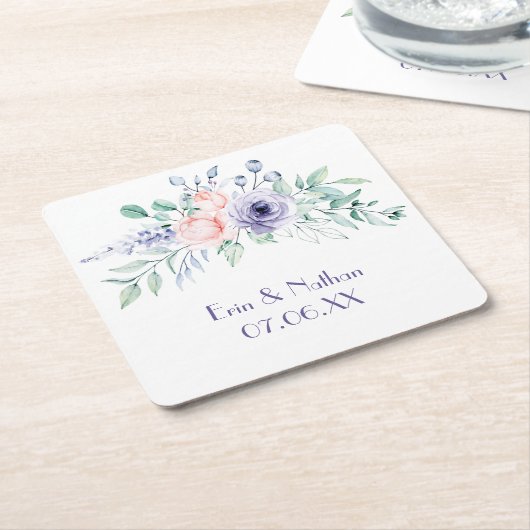 Paarse en zwarte roze Waterverf Kartonnen Onderzetters (Schuin)