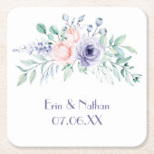 Paarse en zwarte roze Waterverf Kartonnen Onderzetters (Voorkant)