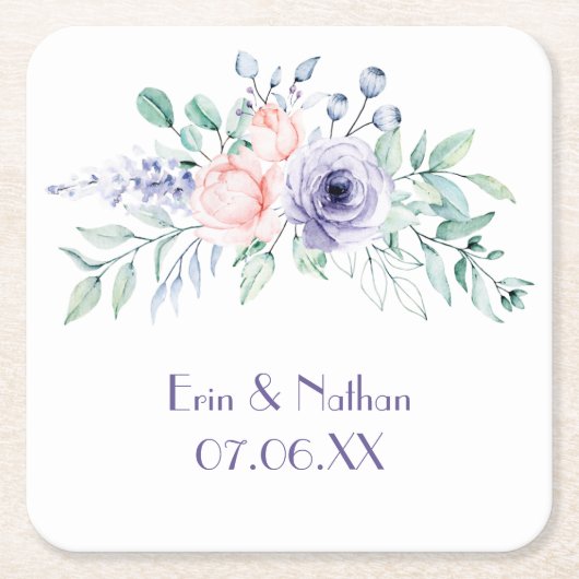 Paarse en zwarte roze Waterverf Kartonnen Onderzetters (Voorkant)