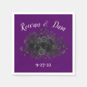 Paarse en zwarte Rozen gotische bruiloft servetten (Voorkant)