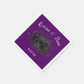 Paarse en zwarte Rozen gotische bruiloft servetten (Hoek)