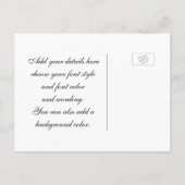 Paarse en zwarte save the date aankondigingskaart (Achterkant)