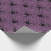 Paarse en zwarte spinnen patroon Halloween Cadeaupapier (Hoek)