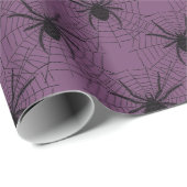 Paarse en zwarte spinnen patroon Halloween Cadeaupapier (Rol Hoek)
