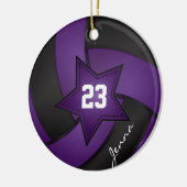 Paarse en zwarte Star Volleyball Keramisch Ornament (Links)
