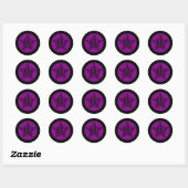 Paarse en Zwarte Ster Ronde Sticker (Vel)