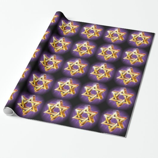 Paarse en zwarte ster van David Wrapping Paper Cadeaupapier (Uitgerold)