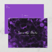 Paarse en zwarte stippen Modern feest 'Save the Da Aankondigingskaart (Voorkant / Achterkant)