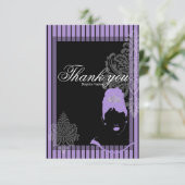 Paarse en zwarte strepen Hartelijk dank Bedankkaart (Staand voorkant)