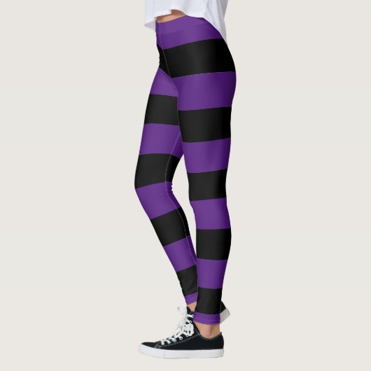 Paarse en zwarte strepen Stripte Leggings (Links)