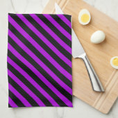 Paarse en zwarte strepen | theedoek (Quarter Fold)