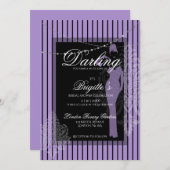 Paarse en zwarte strepen Uitnodiging (Voorkant / Achterkant)