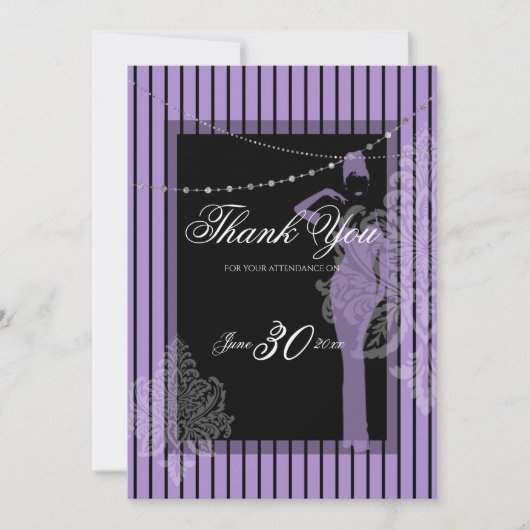 Paarse en zwarte strepen Uitnodiging (Voorkant)