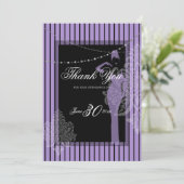 Paarse en zwarte strepen Uitnodiging (Staand voorkant)