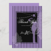 Paarse en zwarte strepen Uitnodiging (Voorkant / Achterkant)