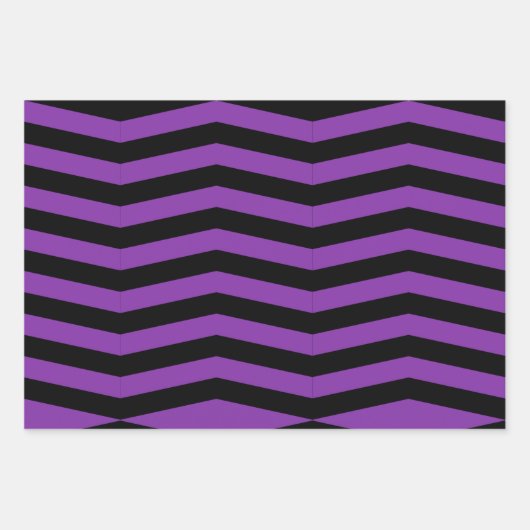 Paarse en zwarte strepen &. Zig Zags Inpakpapier Vel (Voorkant 3)