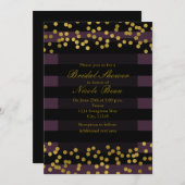 Paarse en zwarte stripes Gold Faux Folie Stippen Kaart (Voorkant / Achterkant)