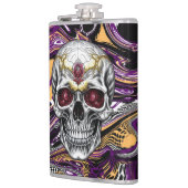 Paarse en zwarte Sugar Skull Halloween Heupfles (Links)