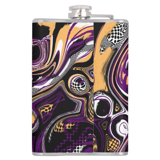 Paarse en zwarte Sugar Skull Halloween Heupfles (Achterkant)