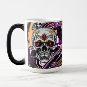 Paarse en zwarte Sugar Skull Halloween Magische Mok